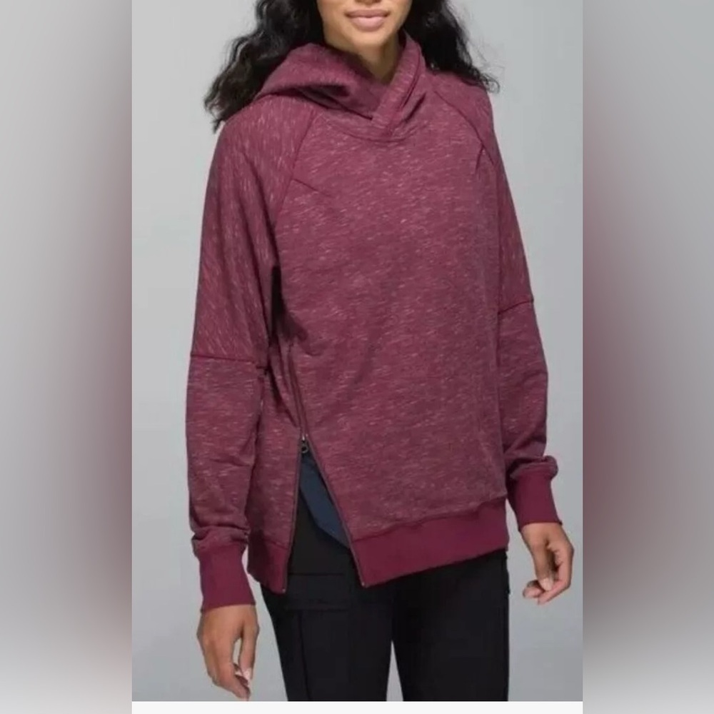 Women Sz 6 Lululemon Om & Roam‎ Pullover Hoodie Heathered Rust Berry Sweatshirt